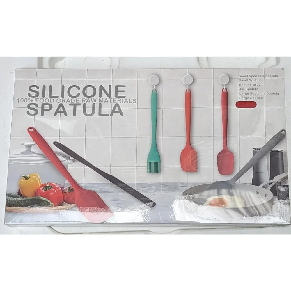 6 Heat Resistant Red Food Scraper Nonstick Cookware Kitchen for Baking